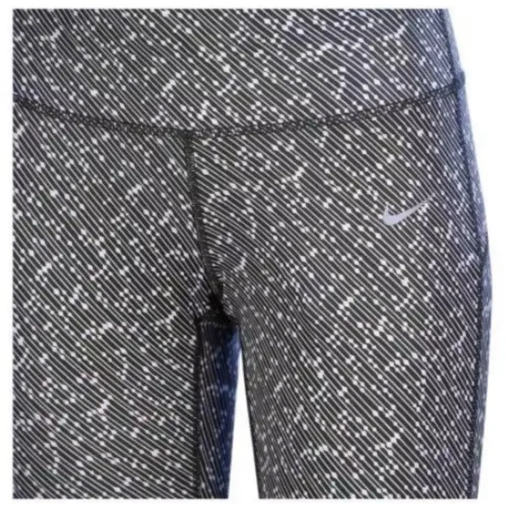 Nike Dri-Fit Running Capri Cropped Leggings Meteor Print Gray Black 749458
